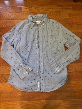 Goodfellow & Co Light Blue Striped Button-Down with Navy Rose Print